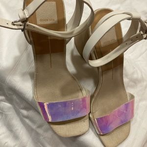 Dolce Vita Women's White and Pink Sandals